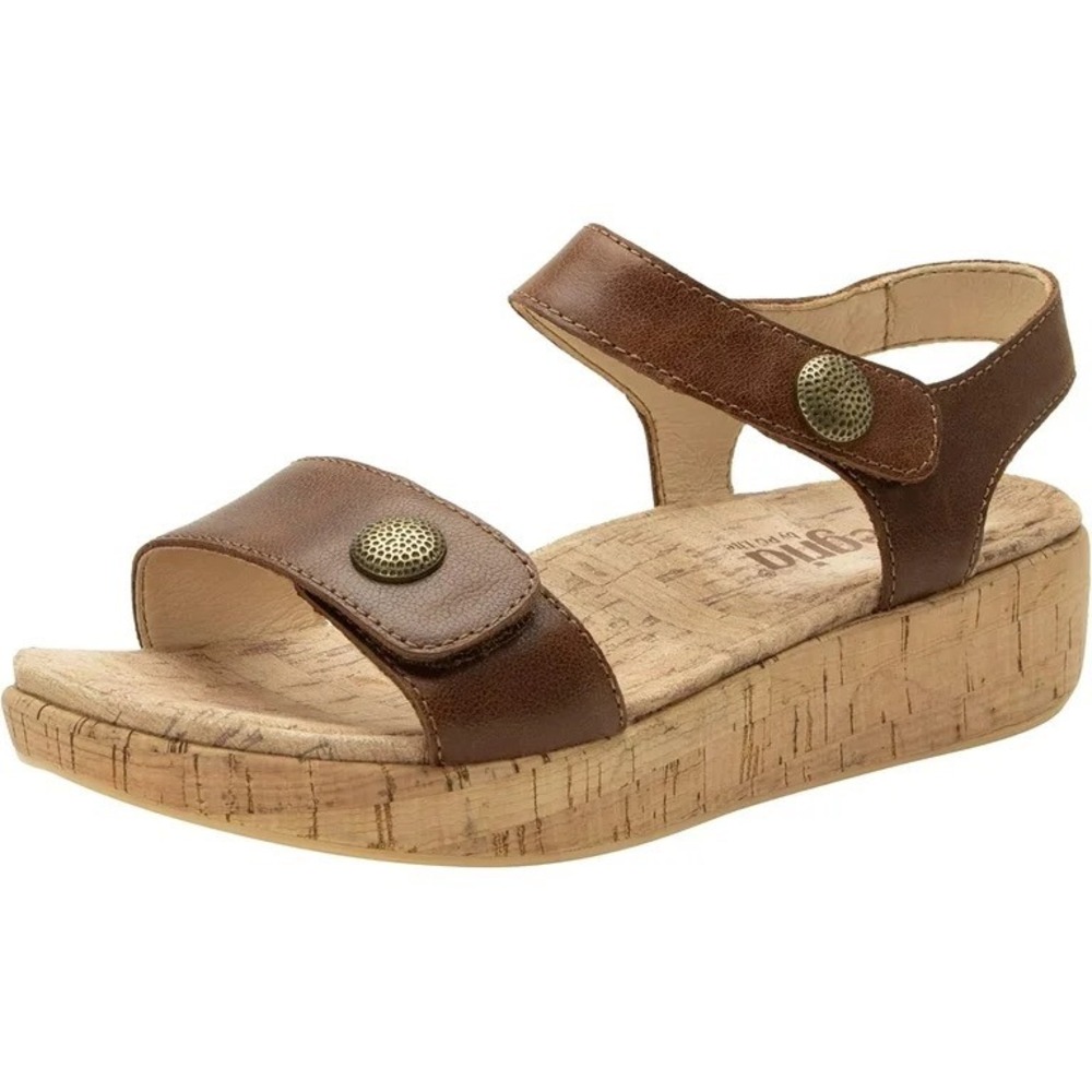 Alegria Marta Walnut Brown Leather Cork Platform Wedge Sandals MTA-6106 Women 36